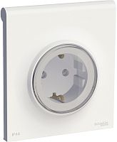 Розетка с заземлением с рамкой Schneider Electric Odace 1-м. крышка шторки IP44 белый картинка
